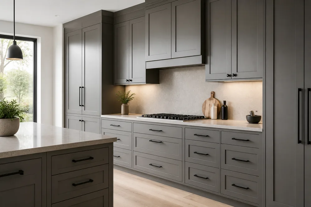 Black Hands on Grey Cabinets: Coordinated Kitchen Cabinet and Hardware Solutions for 2026